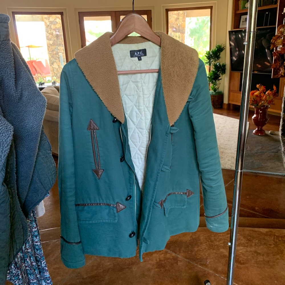 APC shearling jacket leather details